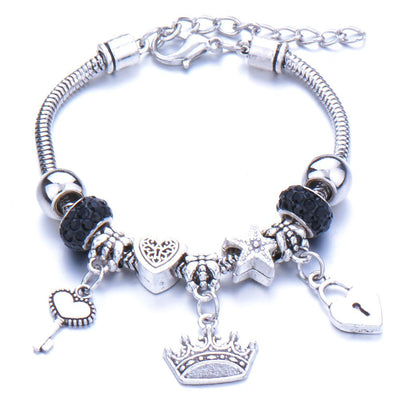Pulseira Estilo Europeu com Berloques Luxuosos