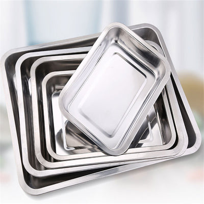 Assadeiras Retangulares em Aço Inoxidável – Kit de Bandejas Multiuso para Cozinha