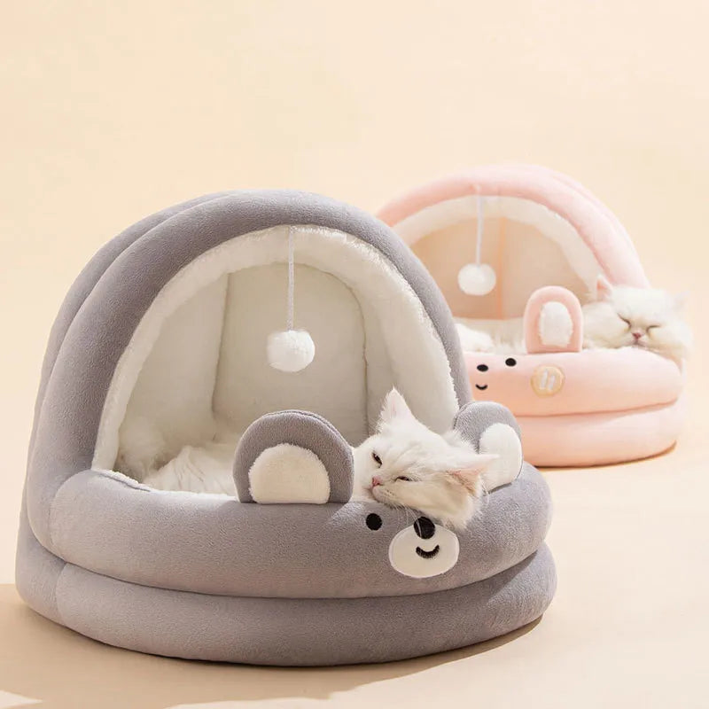 Cama Semifechada 4 Estações para Gatos e Cães Pequenos – Estilo Berço
