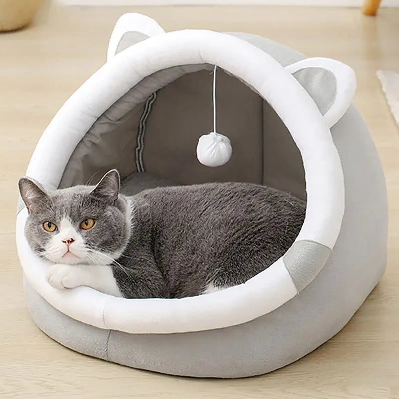 Cama Fofa para Gatos e Cães Pequenos – Com Brinquedo e Fundo Antiderrapante