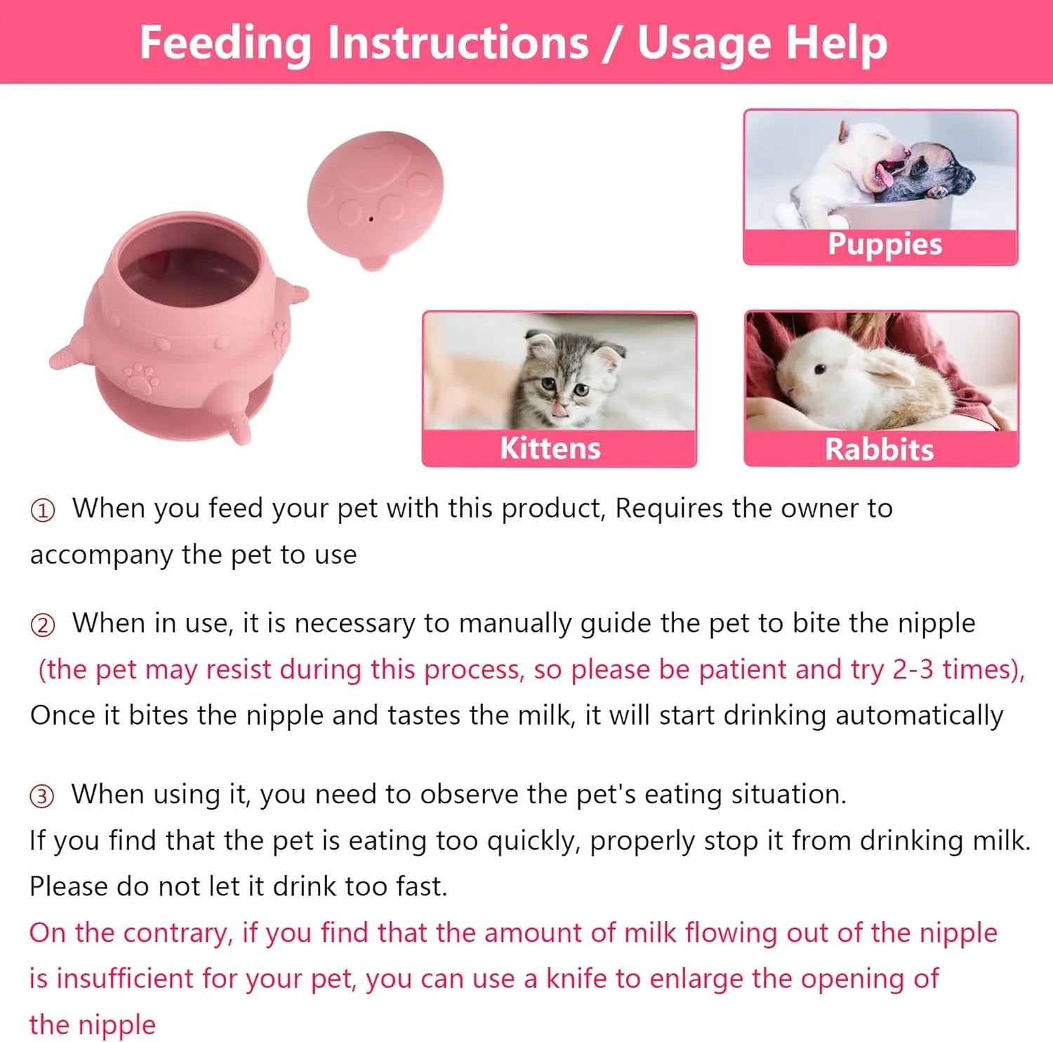 Newborn Puppy and Kitten Feeder – Tigela de Leite para Filhotes (4 Bicos)