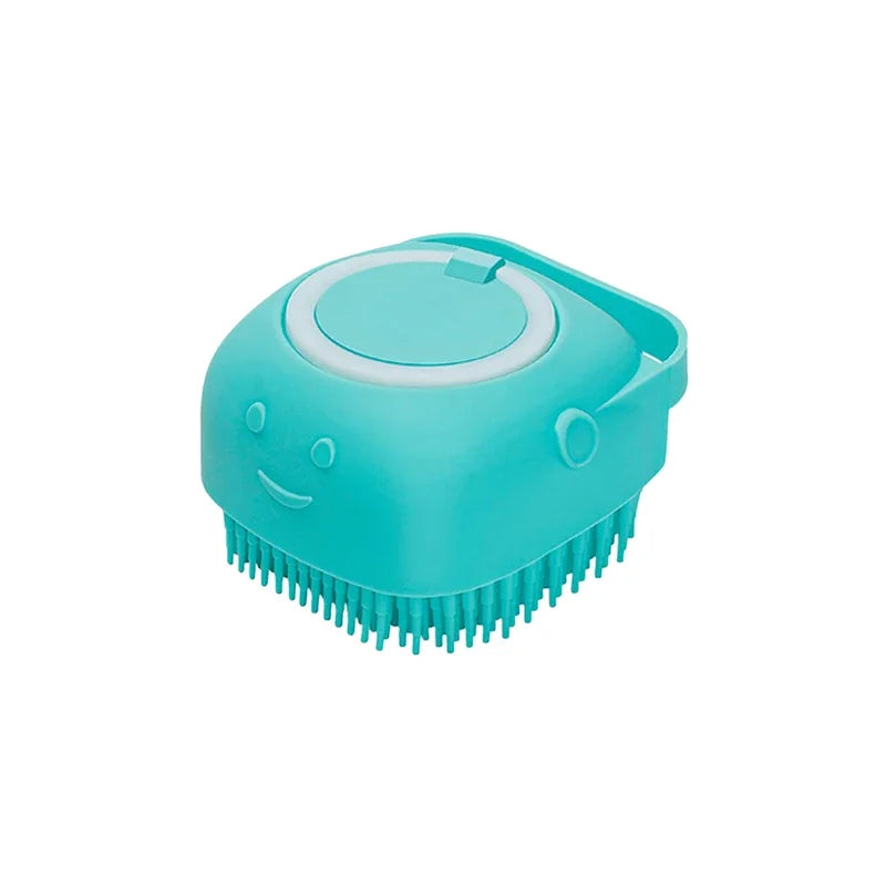 Escova de Banho com Dispensador de Shampoo – Cerdas de Silicone para Cães e Gatos