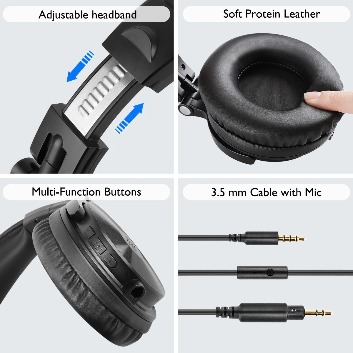 Fone de Ouvido Bluetooth OneOdio 5.2 Over-Ear com Super Bass e Microfone