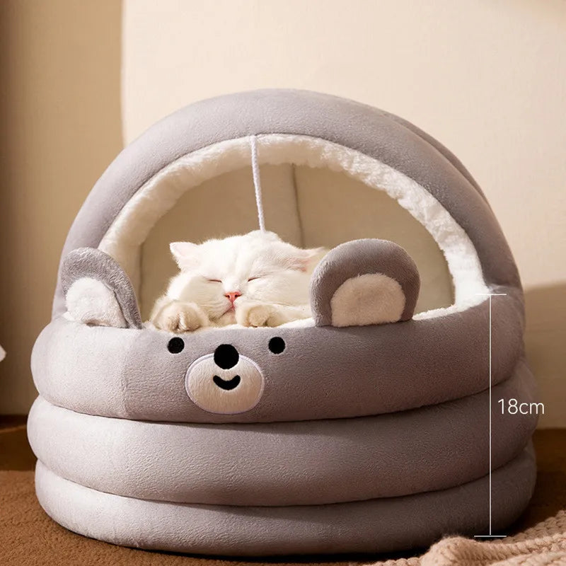 Cama Semifechada 4 Estações para Gatos e Cães Pequenos – Estilo Berço