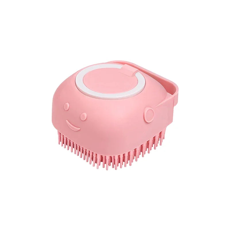 Escova de Banho com Dispensador de Shampoo – Cerdas de Silicone para Cães e Gatos