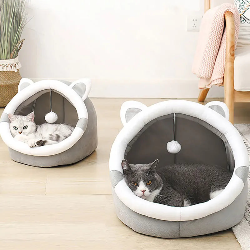 Cama Fofa para Gatos e Cães Pequenos – Com Brinquedo e Fundo Antiderrapante
