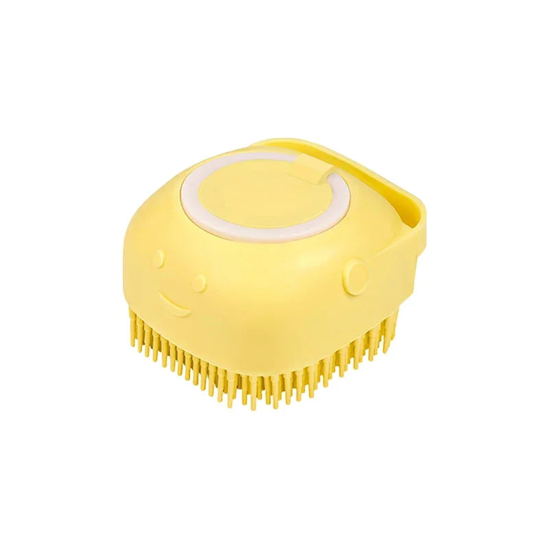 Escova de Banho com Dispensador de Shampoo – Cerdas de Silicone para Cães e Gatos