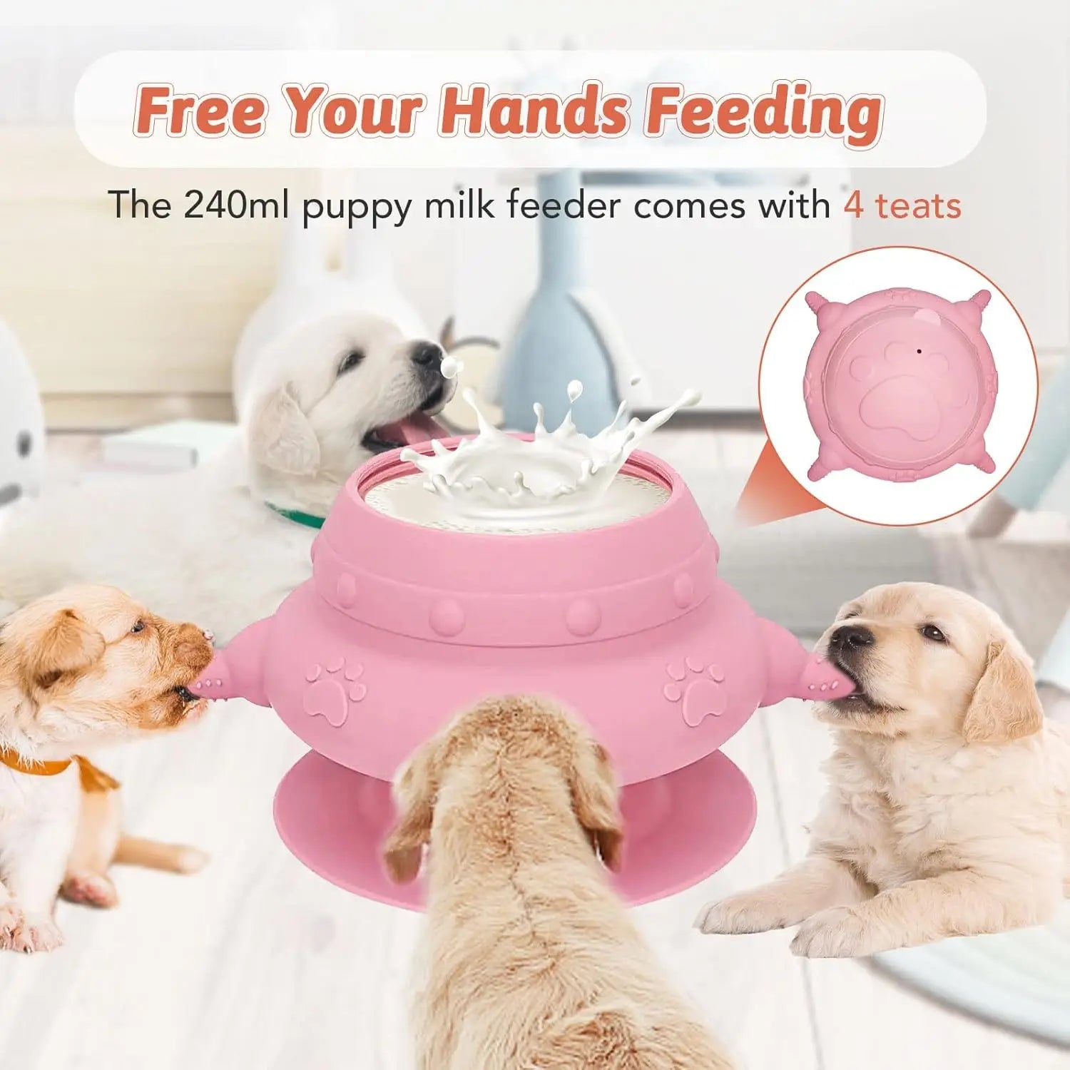 Newborn Puppy and Kitten Feeder – Tigela de Leite para Filhotes (4 Bicos)