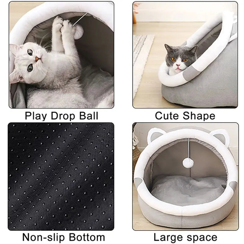 Cama Fofa para Gatos e Cães Pequenos – Com Brinquedo e Fundo Antiderrapante