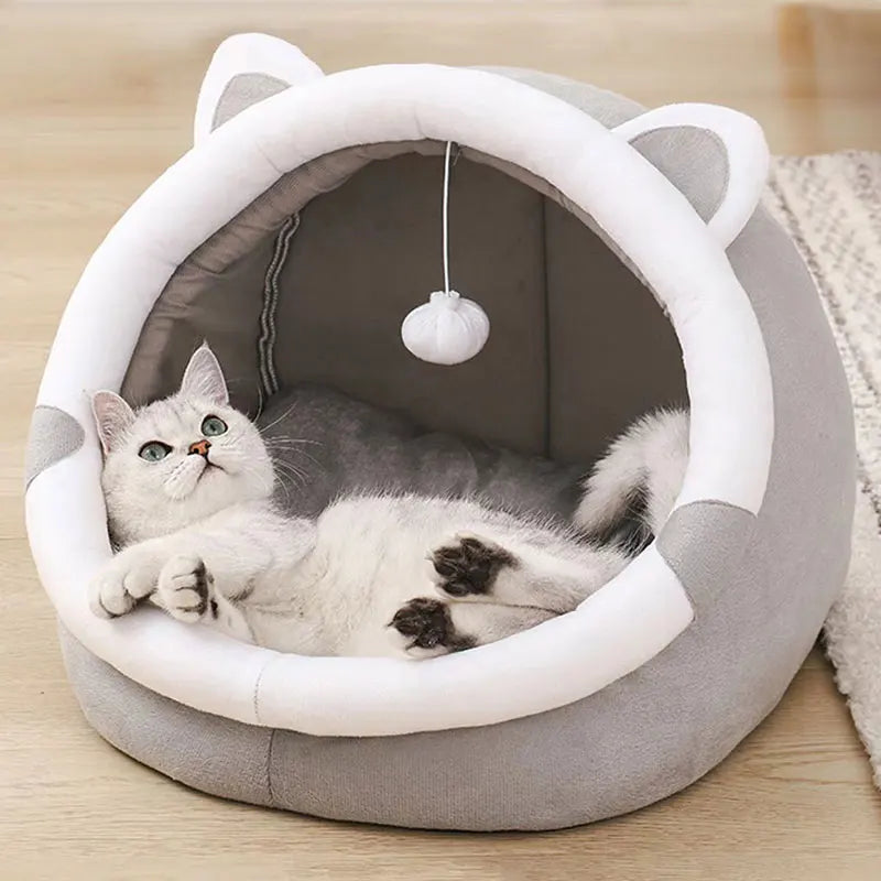 Cama Fofa para Gatos e Cães Pequenos – Com Brinquedo e Fundo Antiderrapante