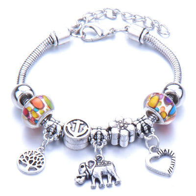 Pulseira com Pingentes Estilo Étnico – Liga de Zinco com Miçangas Decorativas